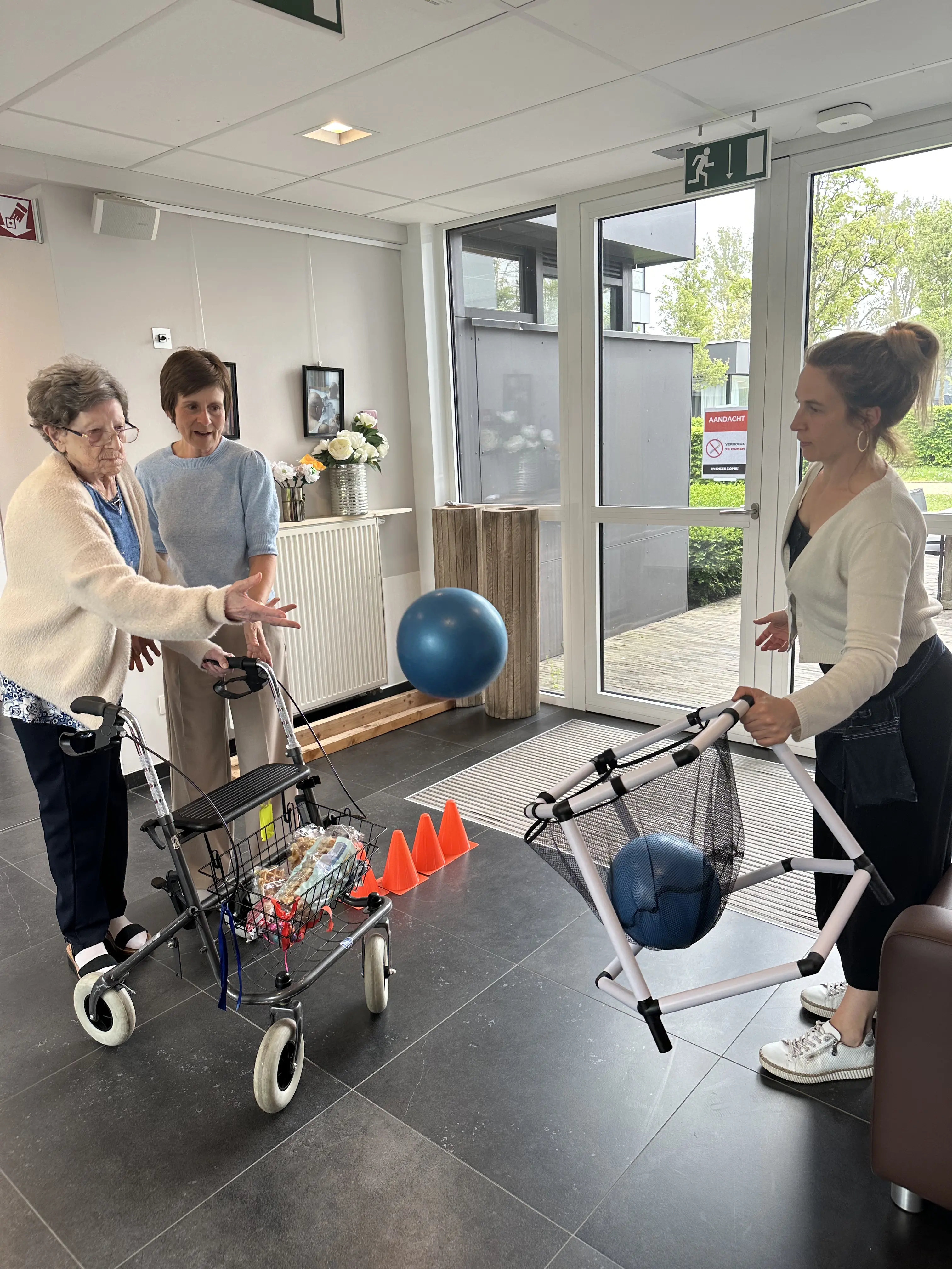 Therapie met ballen gooien in WZC Van Zuylen