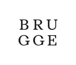 Brugge in zwarte letters op een witte achtergrond