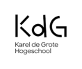 Zwarte letters op een witte achtergrond met de tekst: 'KdG Karel de Grote Hogeschool'